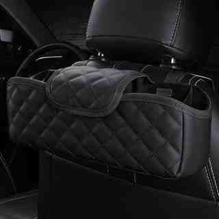 투데이리빙 프리미엄 차량용 헤드레스트 수납 정리함 자동차 스낵 음료 휴대폰 보관 쓰레기 방수 정리 포켓 차량 뒷좌석 다용도 수납함, R98245B(블랙, 1개