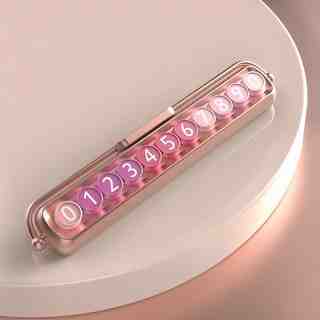 모카돌 시크릿 자동차 주차번호판 야광 차량 전화번호판 전화번호 알림판, 핑크숫자&골드, 1개