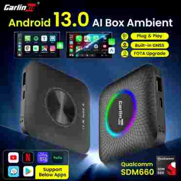 Carlinkit SDM660 Tv Box Android 13 Qualcomm 8 코어 Android Auto CarPlay 무선 어댑터 지원 온라인 비디오 USB-A 포트 Youtube