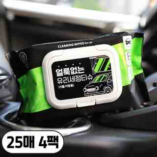 아이프리 얼룩이 남지않는 차량용 세정티슈, 4개, 25개