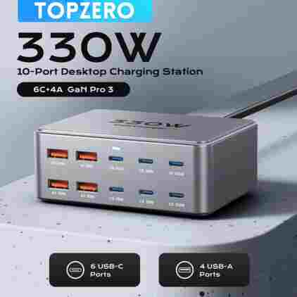 330W USB C GaN 충전기 100W PD3.0 PPS QC3.0 노트북 iPhone 15 16 용 멀티 포트 고속 충전 스테이션 Samsung Macbook Pro Tablet