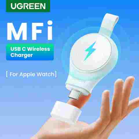 UGREEN MFi 애플워치 충전기 애플 워치용 무선 충전기, 휴대용 마그네틱 고속 충전기, 애플워치 시리즈 9 8 7 울트라 2 SE USB C 맥세이프 충전기