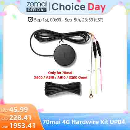 70mai 4G 하드와이어 키트 UP04 (70mai T800 A810 A510 X800 X200 LTE 모듈용) 원격 제어 라이브 스트리밍 실시간 알림 70mai UP04
