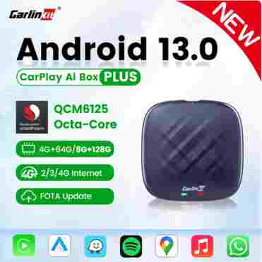 CarlinKit CarPlay Ai TV 박스 안드로이드 13 QCM6125 무선 CarPlay 안드로이드 자동 4G LTE 스마트 자동차 재생 스트리밍 박스 8G 128G FOTA