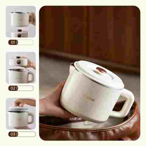 1500ml 접이식 전기 주전자 휴대용 요리 냄비 Multicooker 여행 주전자 차 주전자 가열 컵 304 스테인레스 스틸 슬로우 쿠커