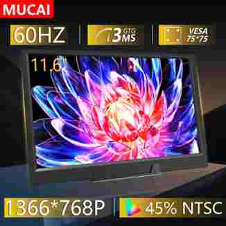 MUCAI 휴대용 모니터 16:9, 11.6 인치, 60Hz 게임 화면, 45% NTSC 250Cd/m² 노트북, 맥 Xbox PS4/5 스위치 디스플레이, C타입 인터페이스