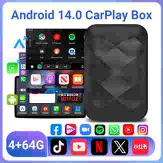 3IN1 Android14 무선 Carplay 안드로이드 자동 2025 NewAdapter 업그레이드 플러그 앤 플레이 Youtube Netflix 동글 무선 자동차 AI TV BOX