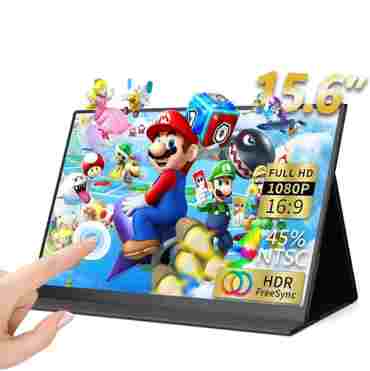 AHXJKA 15.6 인치 휴대용 터치 모니터 게임용 노트북 확장 디스플레이 PS/Steam/Deck/Switch/PC/Mac 용 알루미늄 합금 미니 HDMI