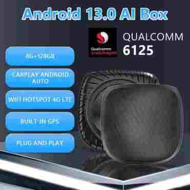 CarPlay Ai Box 8+128G 안드로이드 13 무선 Carplay 안드로이드 자동 QCM6125 VW Audi Kia Fiat 용 8 코어 CPU 4G LTE