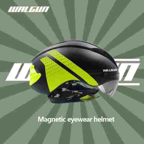WALGUN 고글 헬멧 도로 자전거 경주 자전거 헬멧 교체 가능한 헬멧 렌즈 오픈 헬멧 남성 여성 경쟁 자전거 기어