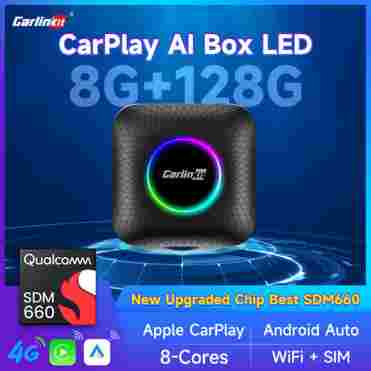 2024 CarlinKit 안드로이드 13 최고의 SDM660 CarPlay Ai 박스 LED 8 코어 무선 안드로이드 자동 및 CarPlay 자동차 USB 어댑터 유선 CarPlay 자동차용 4G+64G 8G+128G FOTA 업그레이드