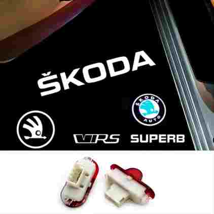 스코다 VRS 옥타비아 A5 MKII 해치백 에스테이트 고스트 섀도우 액세서리, LED 엠블럼 자동차 문짝 조명, 럭스 프로젝터, 2 개