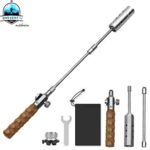 목재 손잡이 탈착식 3 단 화구 건, 야외 캠핑 토치 요리 바베큐 점화기 카세트 가스 탱크, 고출력 화염 건