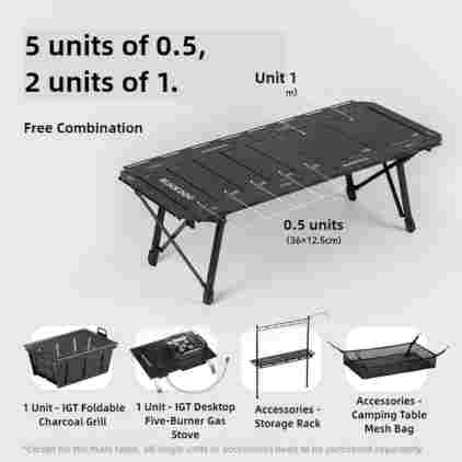 BLACKDOG 야외 백 접이식 테이블 IGT 모듈 형 독립형 테이블 휴대용 조절 식 알루미늄 캠핑 테이블 빠른 설치