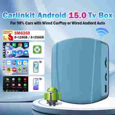 뉴 카링킷 2025 안드로이드 15 AI 박스 5G 무선 카플레이 안드로이드 오토 TV 박스 SM6350 차량 스트리밍 박스 8+256GB 유튜브/넷플릭스용