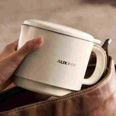 800ML 접이식 전기 냄비 (1인용 여행, 호텔, 사무실용 멀티 쿠커) 220V 전기 주전자 600W 가열 2단계