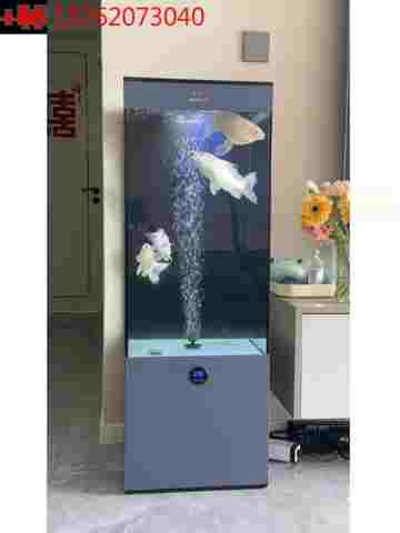 새로운 금붕어 수조 거실 바닥부터 천장까지 무소음 초백색 유리 수직 사각형 생태 바닥 여과 수족관