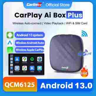 CarlinKit 무선 내비게이션 시스템 박스, 안드로이드 13 카플레이 Ai 박스, 퀄컴 QCM6125 6225, 무선 안드로이드 자동 온라인 비디오 박스