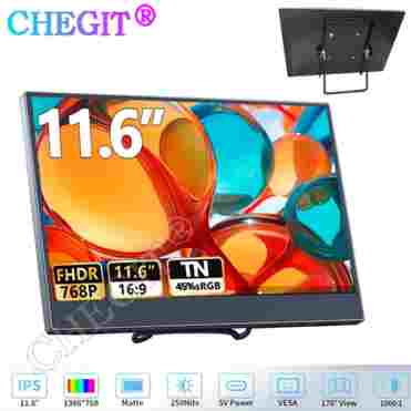 11.6 인치 휴대용 모니터 HDMI 호환 노트북 두 번째 화면 게임 PC 스위치/PS4/Xbox 용 확장 디스플레이 VESA 브래킷 구멍