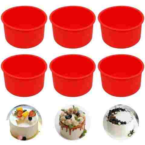 6개 실리콘 케이크 베이킹 몰드 4인치 트레이 원형 몰드 논스틱 베이크웨어 재사용 가능한 케이크 팬 베이킹 도구 세척 용이