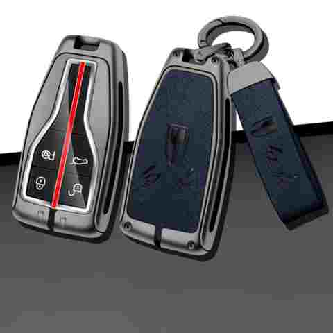 아연 합금 자동차 원격 키 케이스 커버, Hongqi H5 H7 HS5 HS7 보호 키체인 키리스 쉘 포브 커버, 인테리어 액세서리