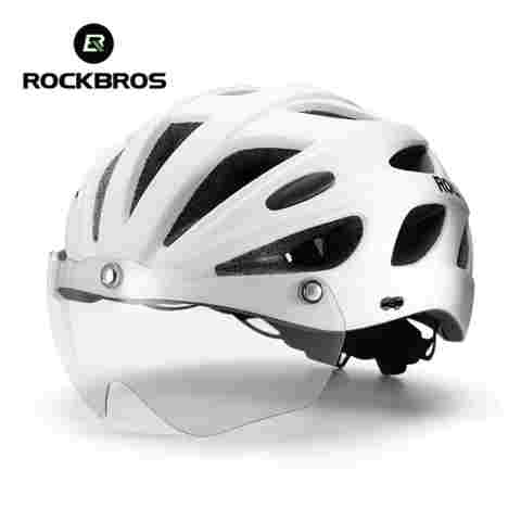 ROCKBROS 자전거 헬멧 MTB 도로 사이클링 헬멧 광변색 고글이 장착된 경량 통기성 일체형 자전거 헬멧