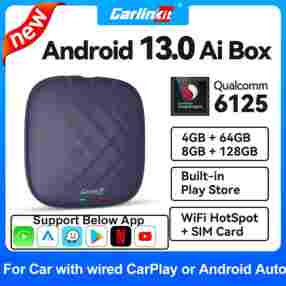 2025 새로운 CarlinKit CarPlay Ai Box Qualcomm QCM6125 SM6225 8 코어 CPU 안드로이드 13 무선 Carplay 안드로이드 자동 GPS 4G LTE 유선 CarPlay 자동차