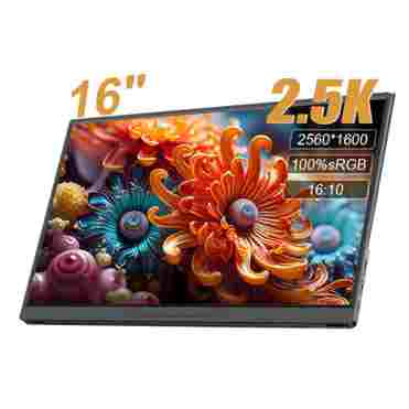 PS/Steam/Deck/Switch/PC/Mac용 Type C 미니 HDMI가 포함된 16인치 100% sRGB/144Hz/터치/2.5k 휴대용 모니터 게임용 노트북 디스플레이