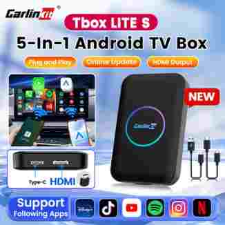 CarlinKit 안드로이드 TV 박스 무선 어댑터 Lite s 무선 동글 CarPlay 안드로이드 자동 IPTV Youtube Netfilx Spotify HD 출력