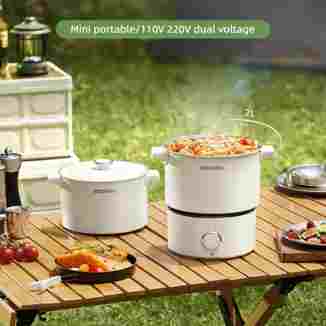 110V 220V 전기 요리 냄비 2L 접이식 냄비 Multicooker 프라이팬 밥솥 여행용 이중 전압 전기 프라이팬