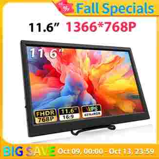 휴대용 HDMI 호환 노트북 두 번째 화면 게이밍 확장 디스플레이, 스위치, PS4, Xbox, 라즈베리 파이용, 11.6 인치 모니터