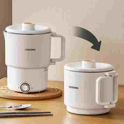 800ml 접이식 전기 주전자 휴대용 요리 냄비 Multicooker 여행 주전자 주전자 가열 컵 304 스테인레스 스틸 슬로우 쿠커